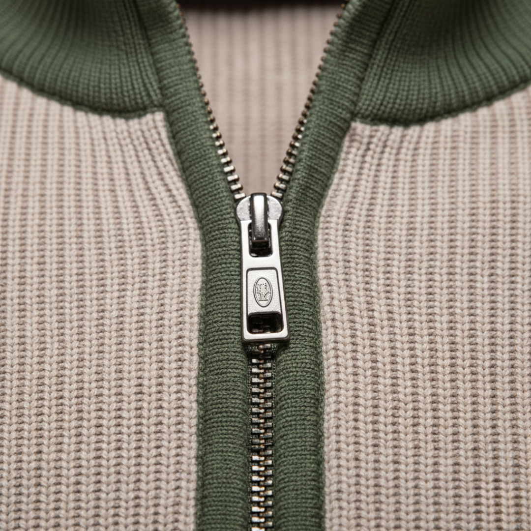 Men's Zip Neck Sweater Mixed Material