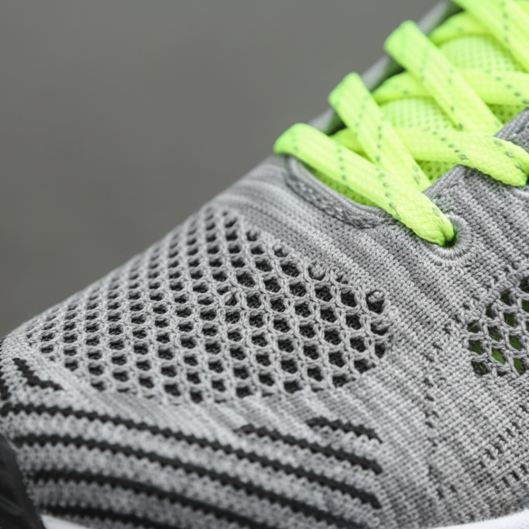 Women's Black Breathable Mesh Running Shoes with White Sole