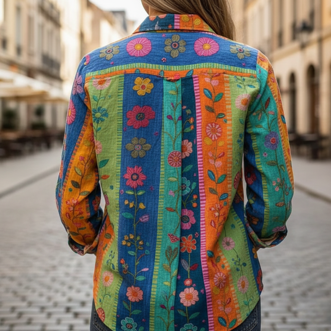 Women's Long Sleeve Shirt with Floral Pattern
