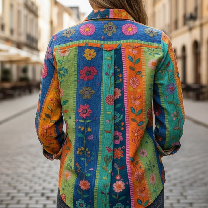 Camicia da donna a maniche lunghe con motivo floreale