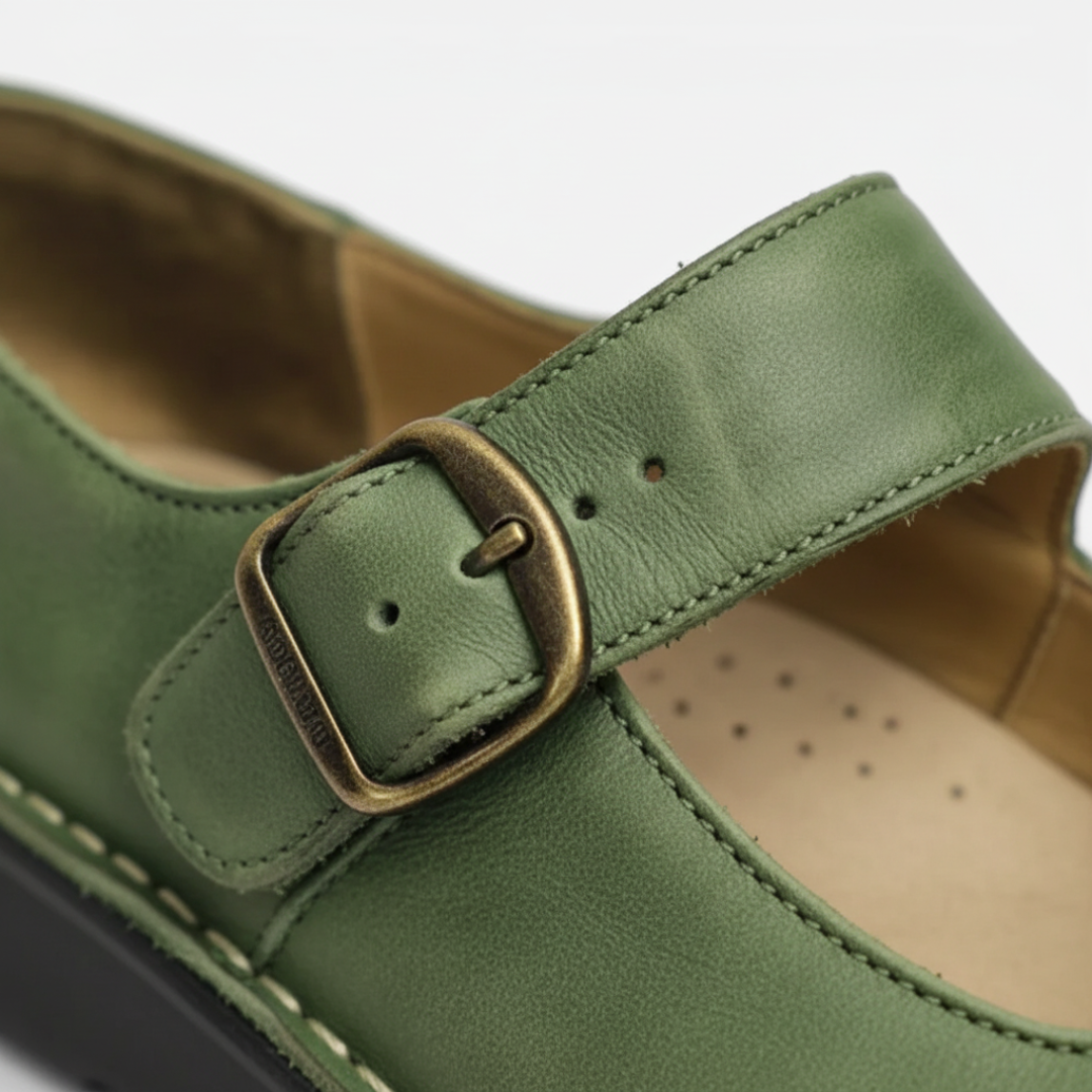 Women's Ballet Flats with Ankle Strap and Ergonomic Sole