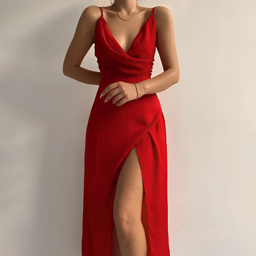 Elegant Women's V-Neck Maxi Dress