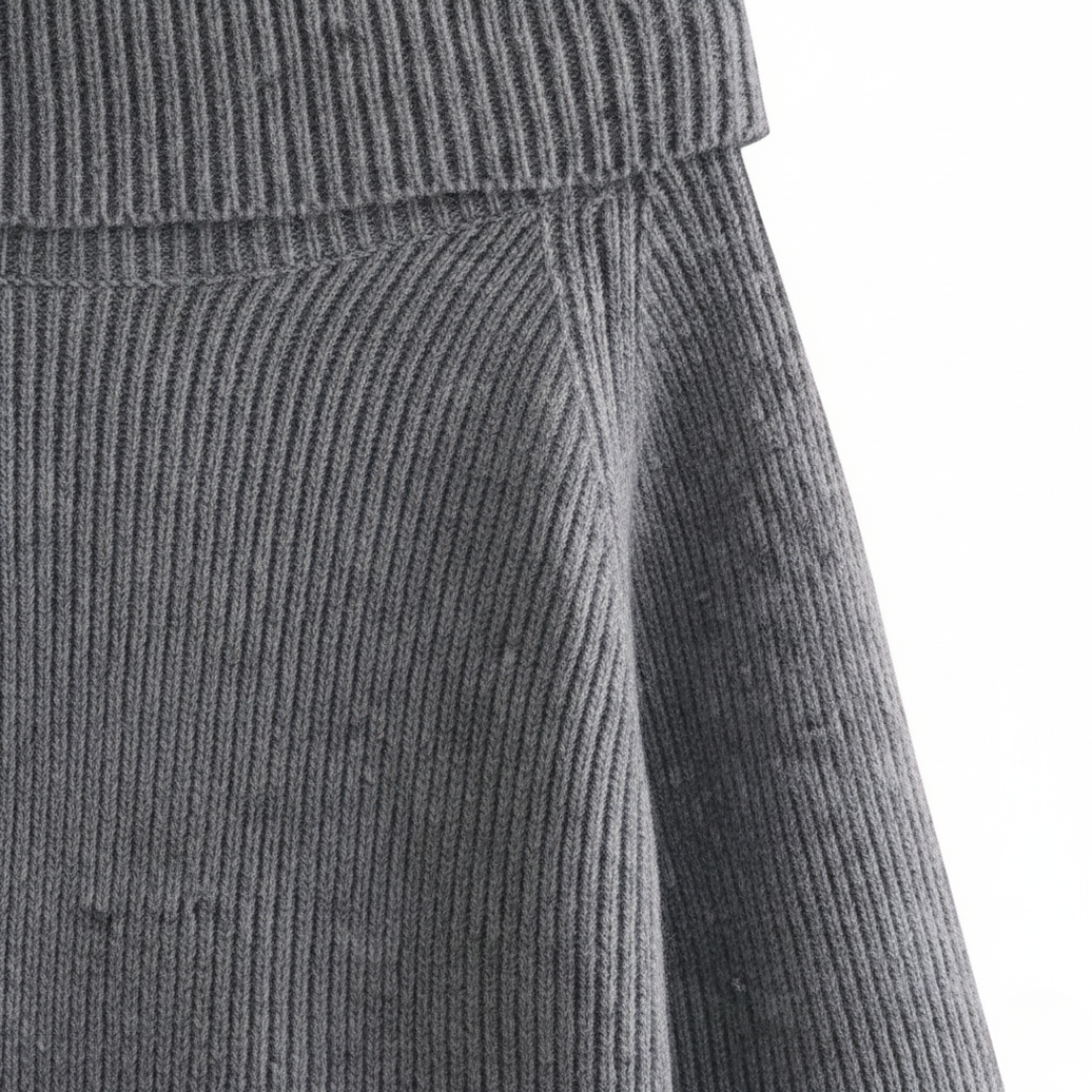 Women's Ribbed Off-Shoulder Top with Mixed Fabrics