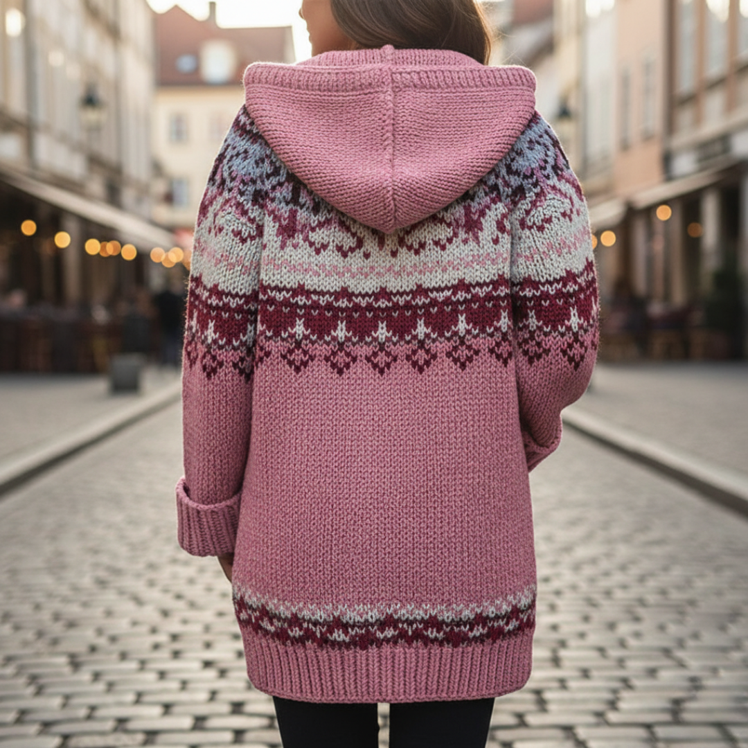 Women's Short Jacket in Mixed Material with Notched Collar and Buttons