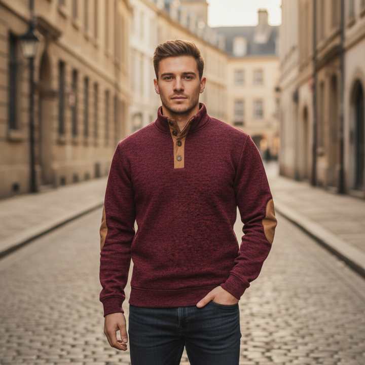 Men's Winter Pullover with High Collar Pattern
