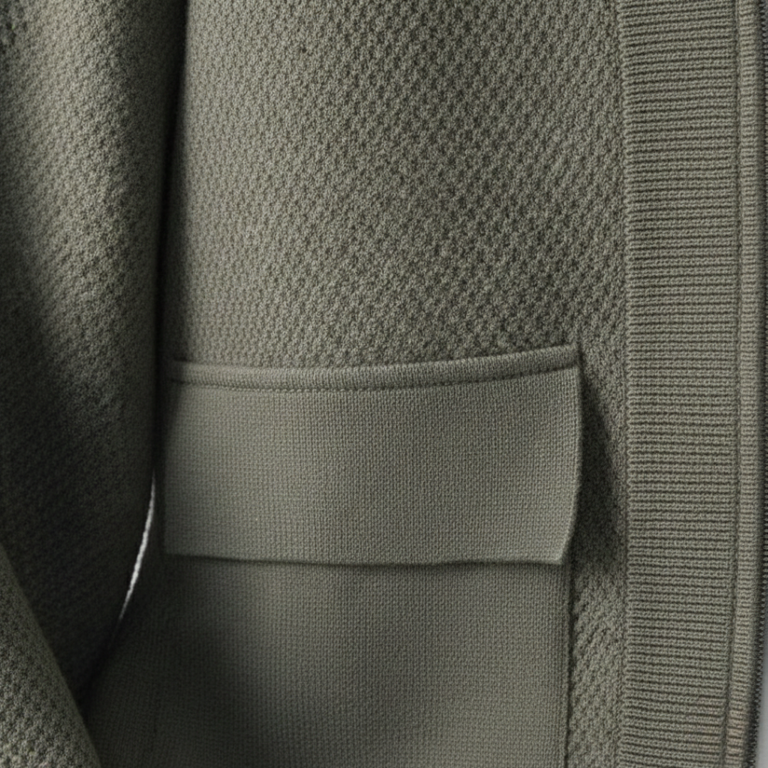 Cashmere Cardigan with Zipper, Woven Knit, Men's Pockets