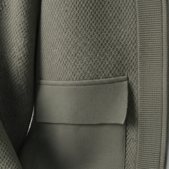 Cashmere Cardigan with Zipper, Woven Knit, Men's Pockets