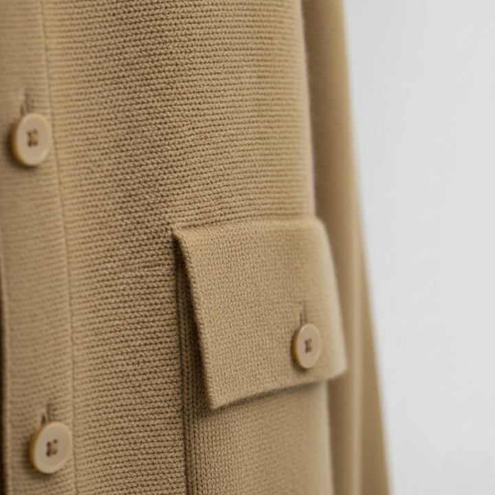 Long Sleeve Cashmere Cardigan with Buttons and Pockets for Men