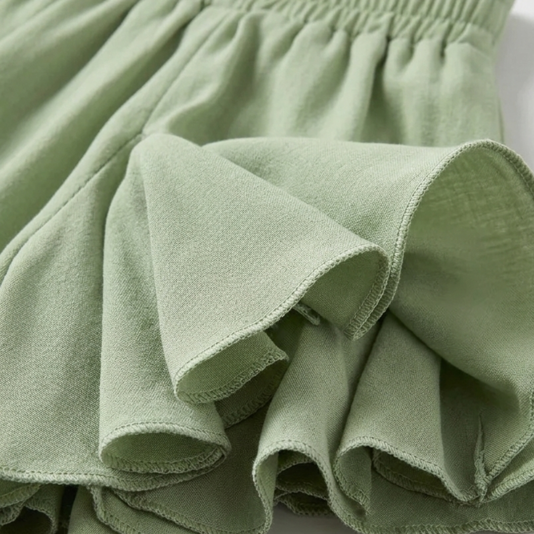 Ruffled Mini Skirt with High Elastic Waist