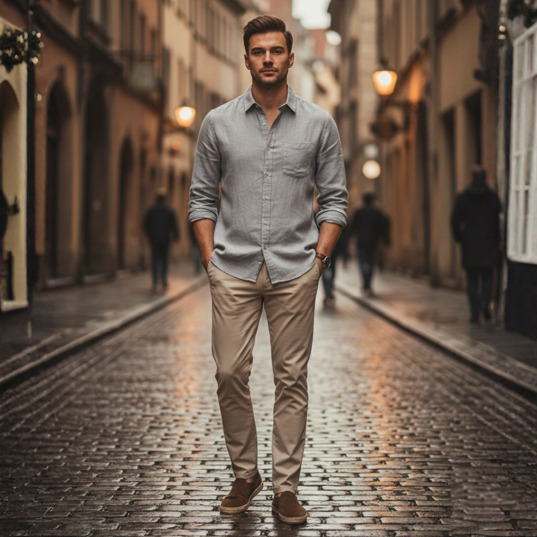 Men's Short Sleeve Slim Fit Linen Polo
