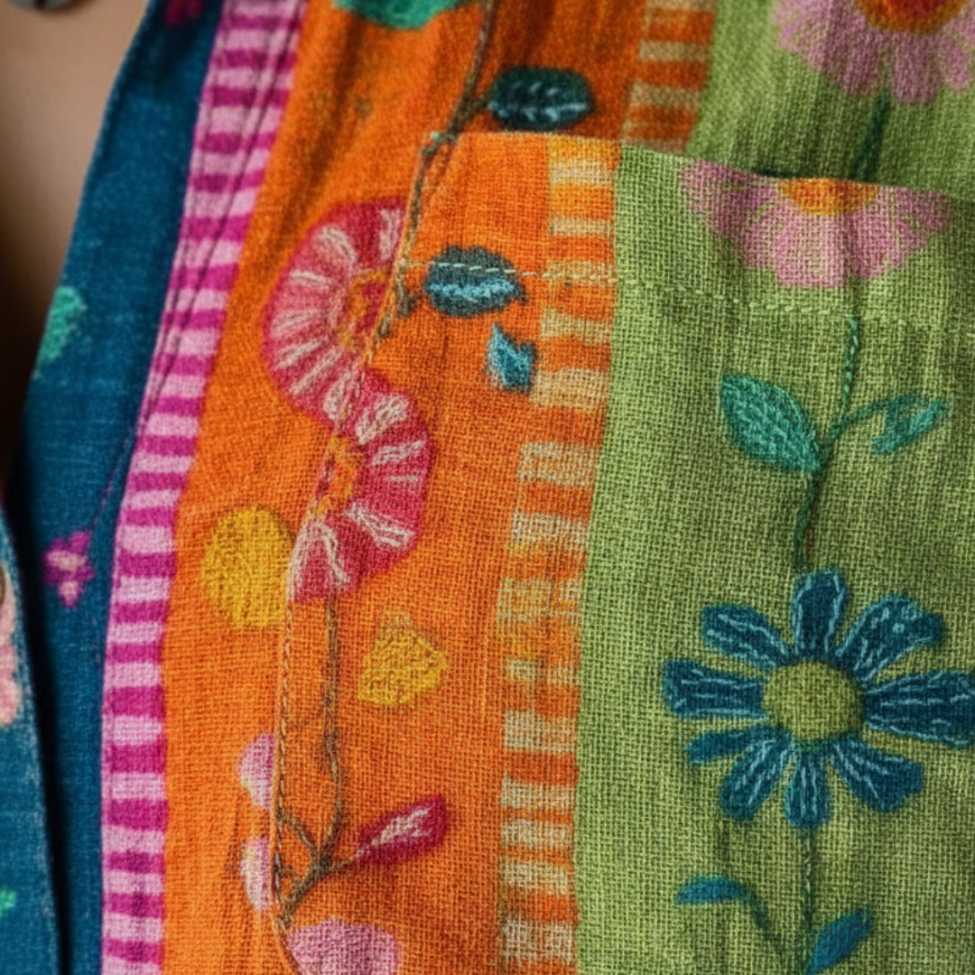 Women's Long Sleeve Shirt with Floral Pattern