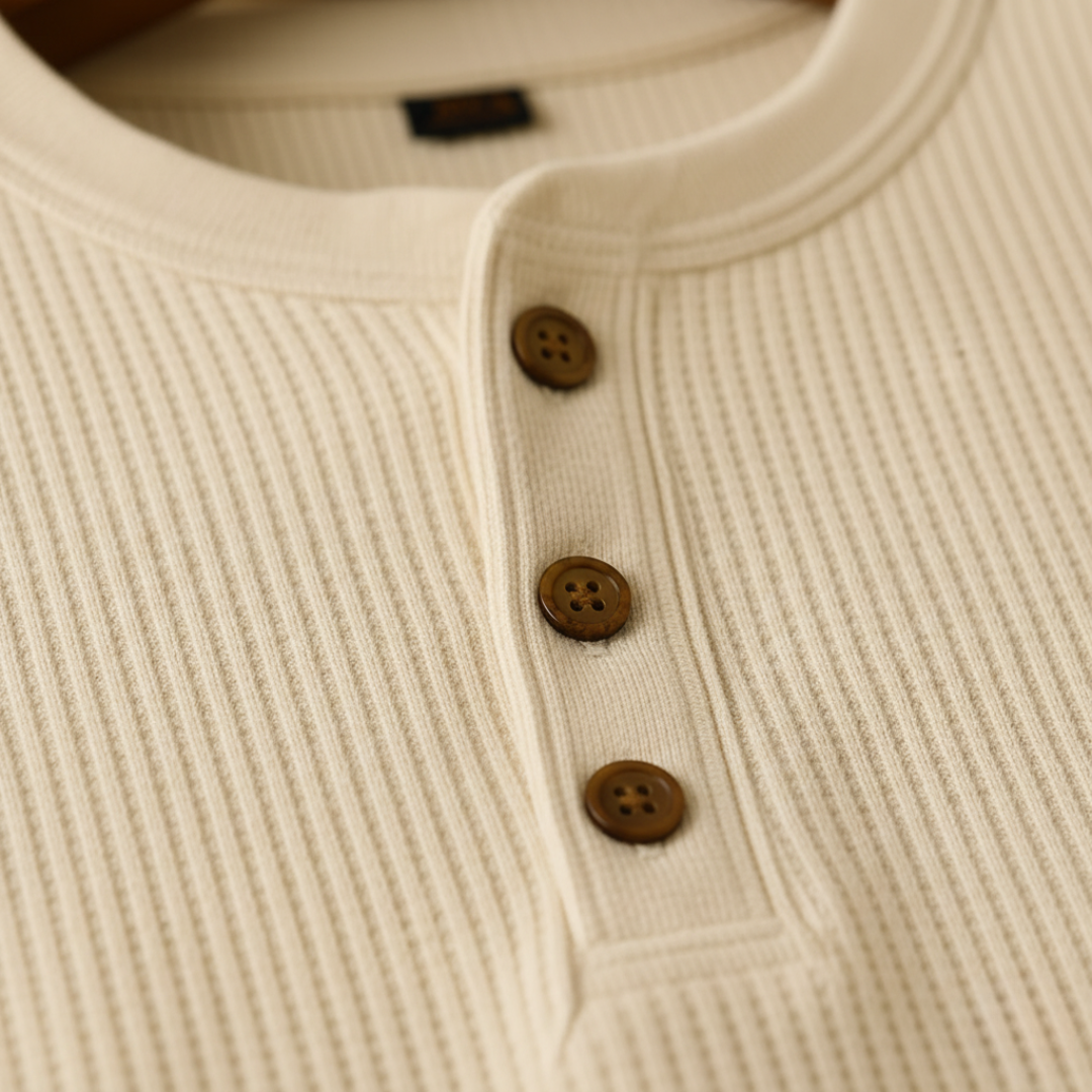 Men's Long Sleeve Henley Knit Shirt