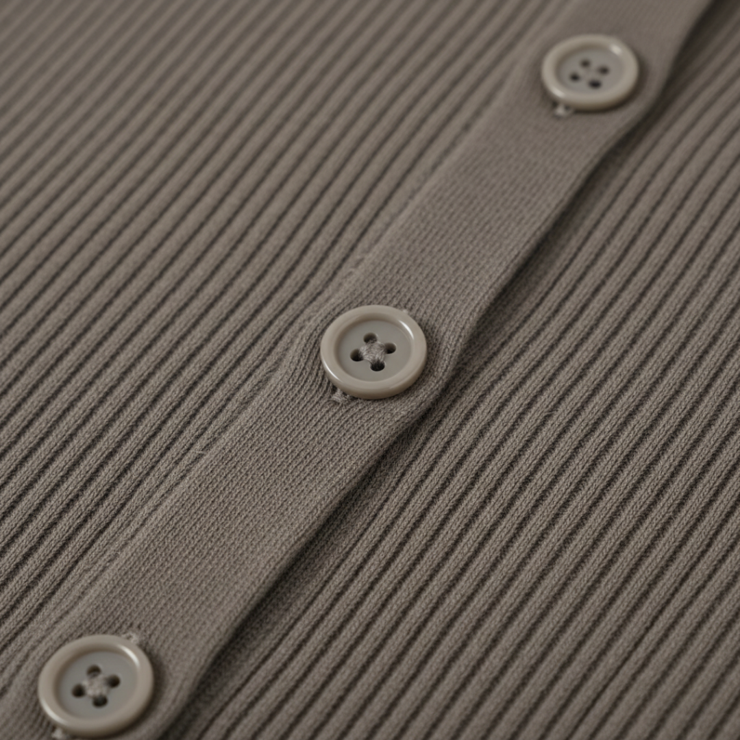 Women's Long Sleeve Maxi Dress in Ribbed Knit with Buttons