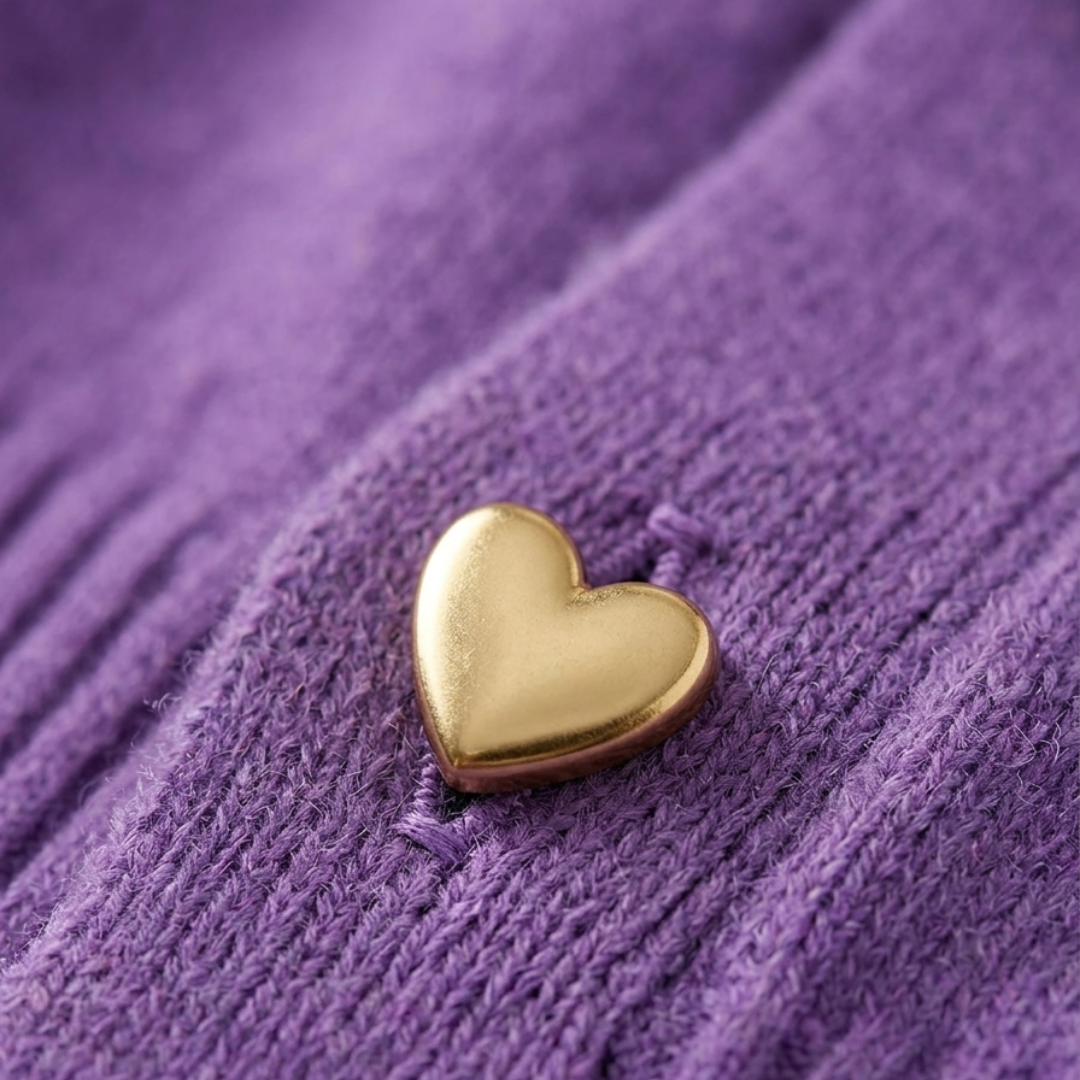 Women's Knit Cardigan with Gold Heart Buttons
