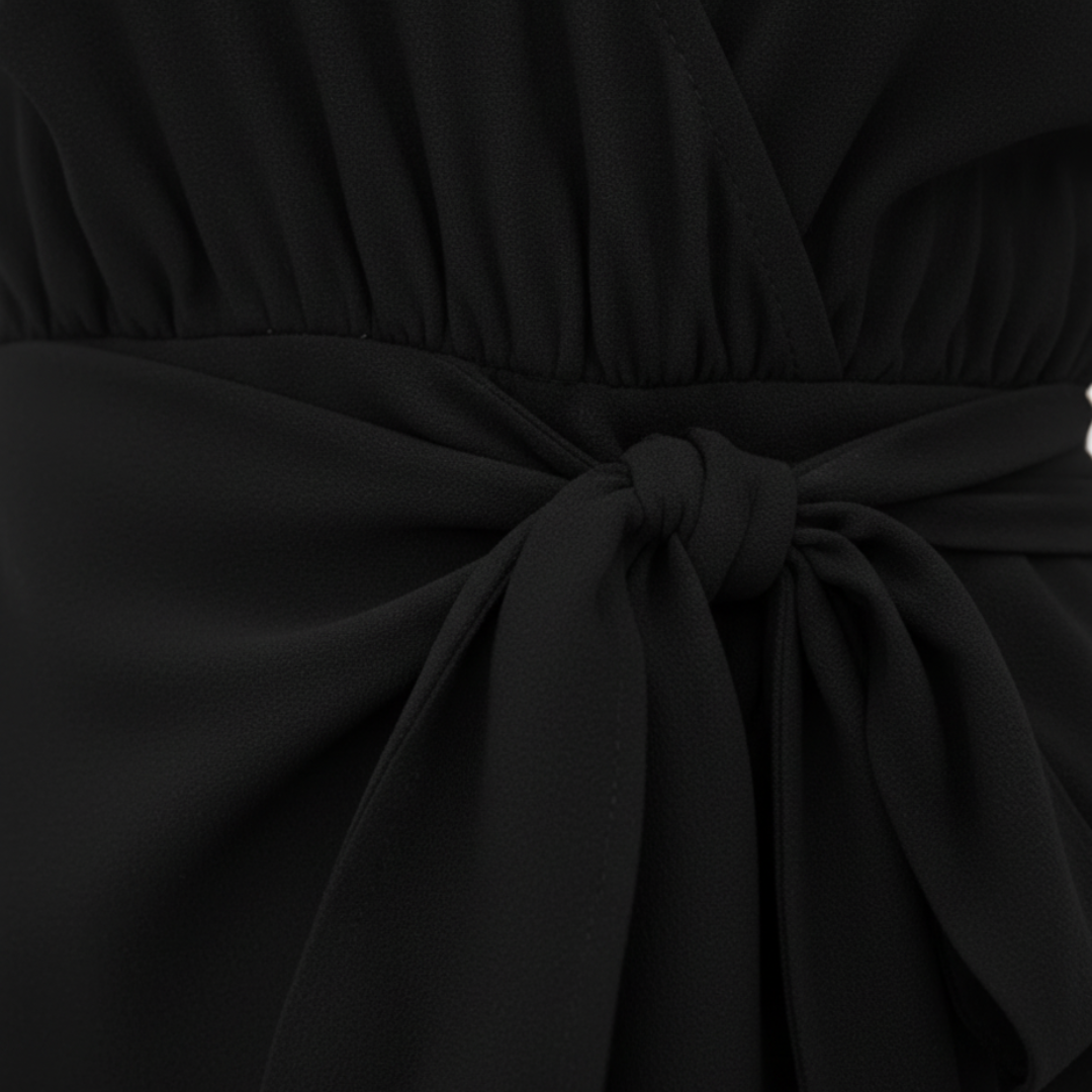 Women's Structured Fabric Dress with V-Neck