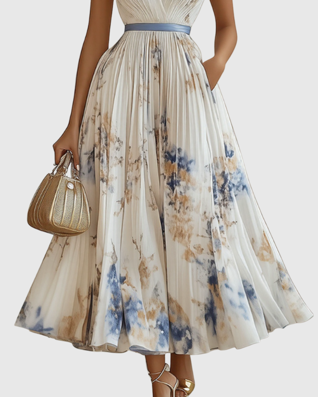 Elegant Pleated Satin Maxi Dress for Women