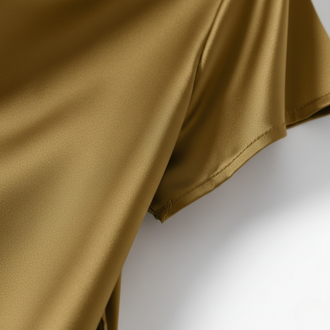 Women's Satin Blouse Short Sleeves Cowl Neck