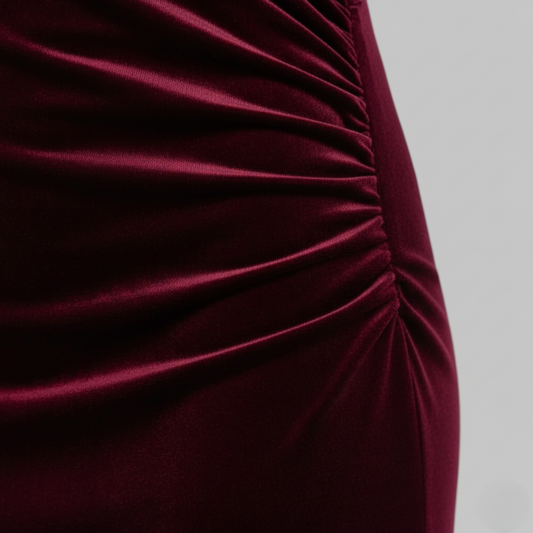 Long Women's Dress in Mixed Fabric