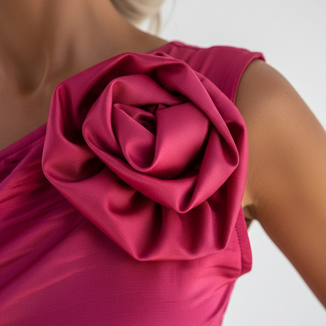 One-Shoulder Pleated Dress for Women