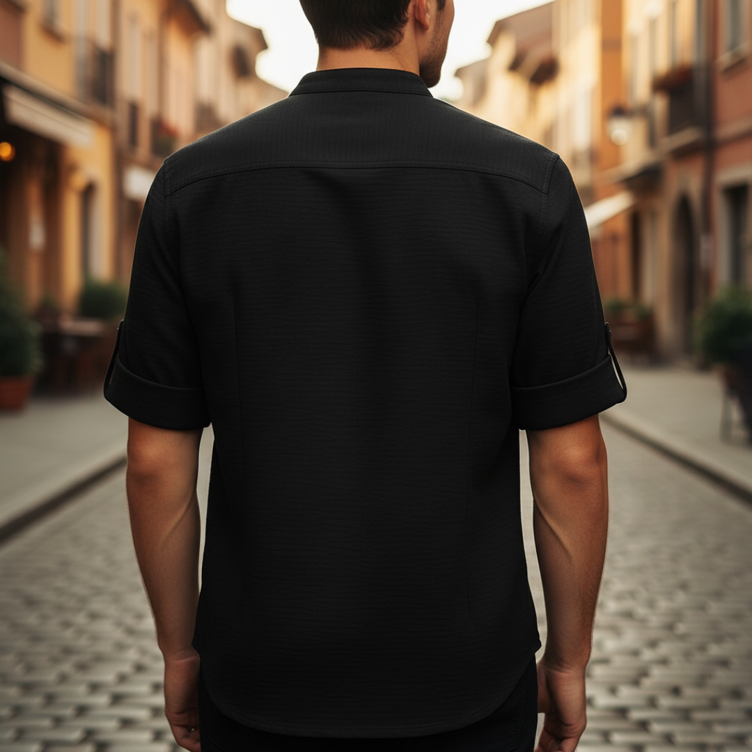 Men's Henley Shirt in Beige Honeycomb