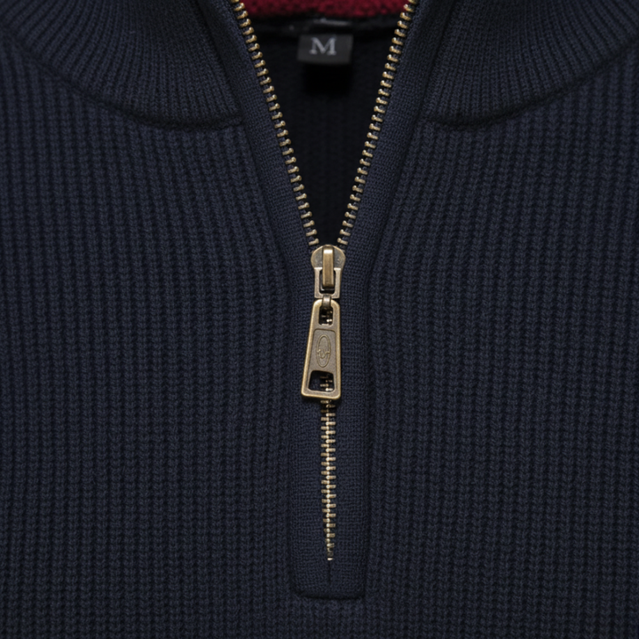 Men's Sweater with High Collar and Half Zip