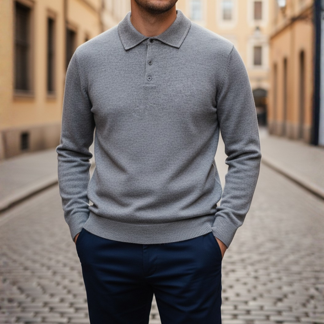 Men's Long Sleeve Polo Shirt in High-Quality Material