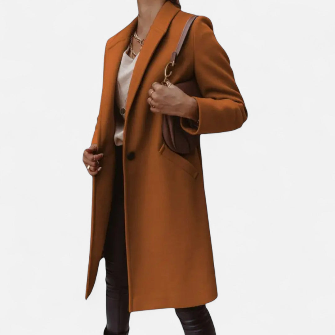 Cappotto lungo classico da donna con rever lussuosi
