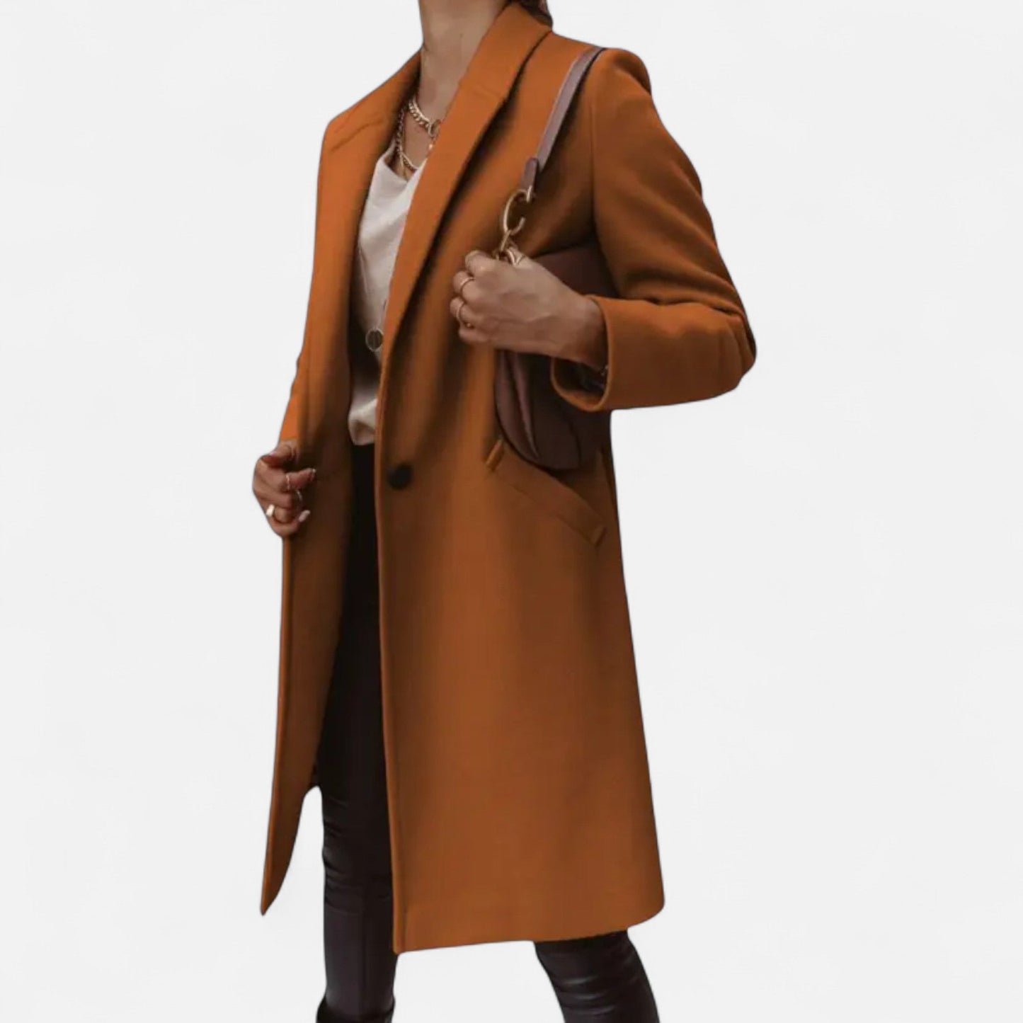 Classic Long Women's Coat with Luxurious Lapels