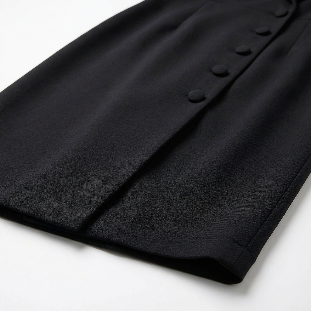 Women's Midi Velvet Dress with Buttons – Elegant