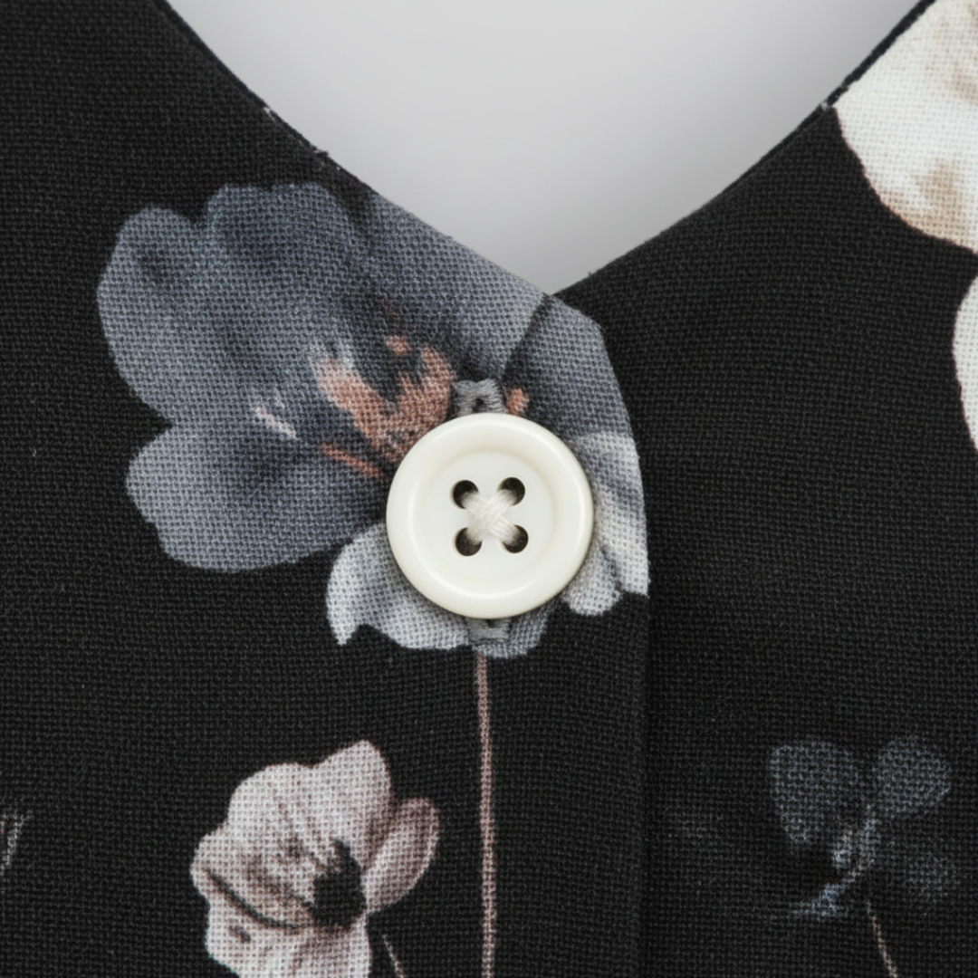 Women's Blouse Floral Print Buttons V-Neck Three-Quarter Sleeve