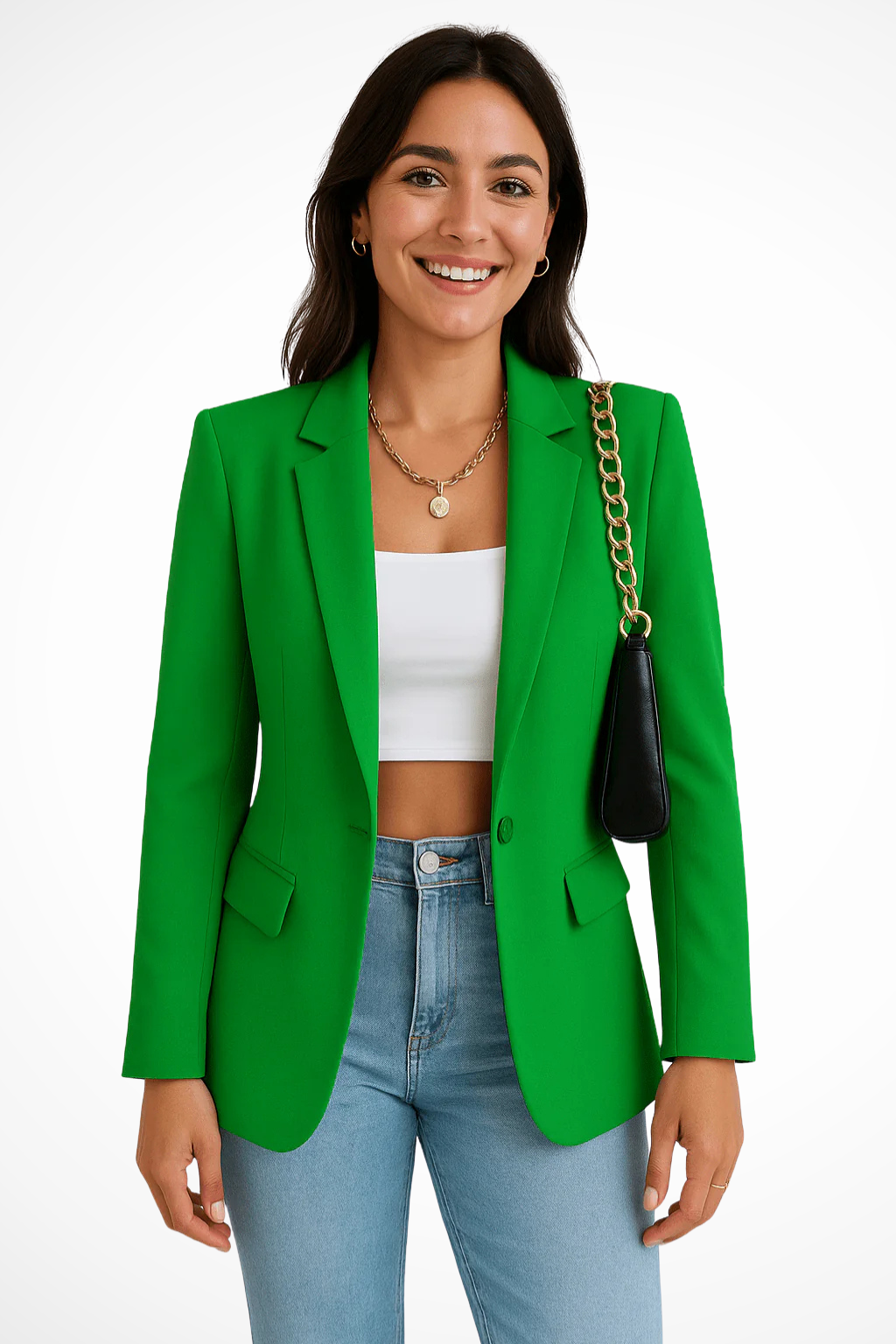 Elegant Chic Slim Fit Women's Blazer with Long Sleeve Buttons