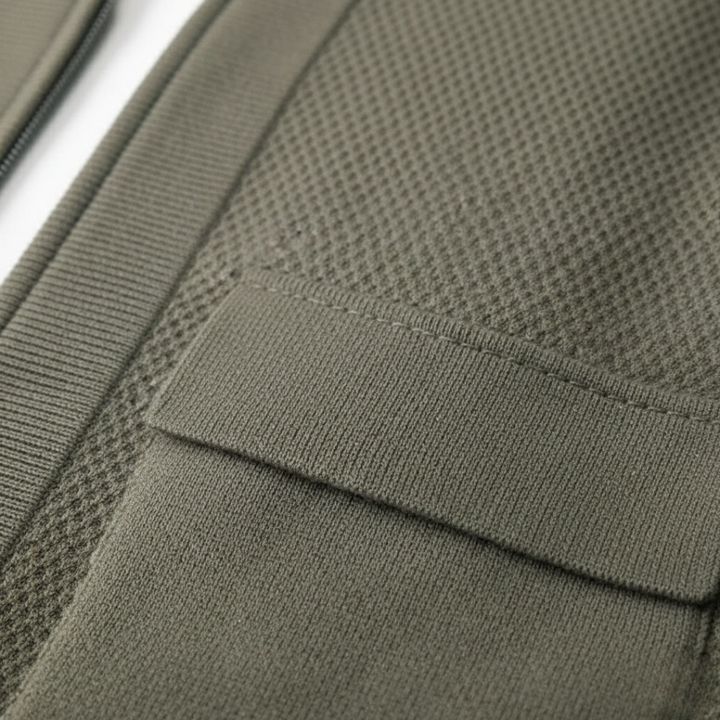 Cashmere Cardigan with Zipper, Woven Knit, Men's Pockets
