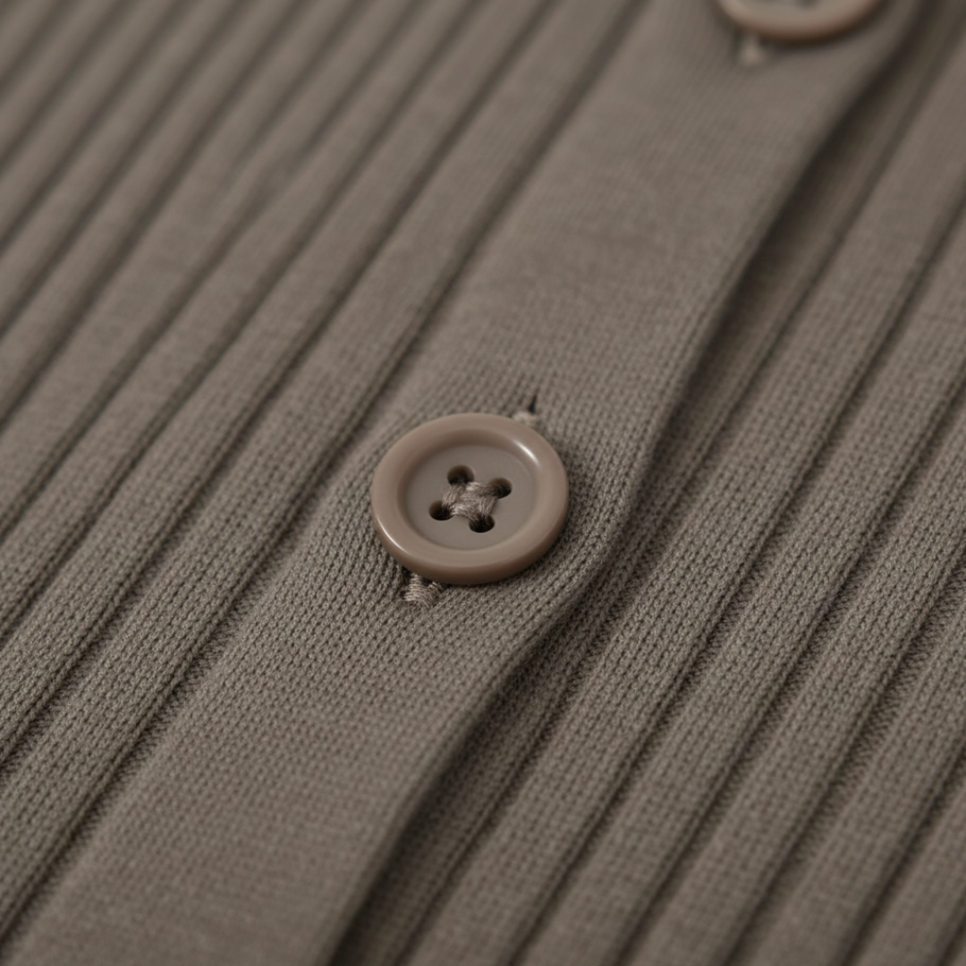 Women's Long Sleeve Maxi Dress in Ribbed Knit with Buttons