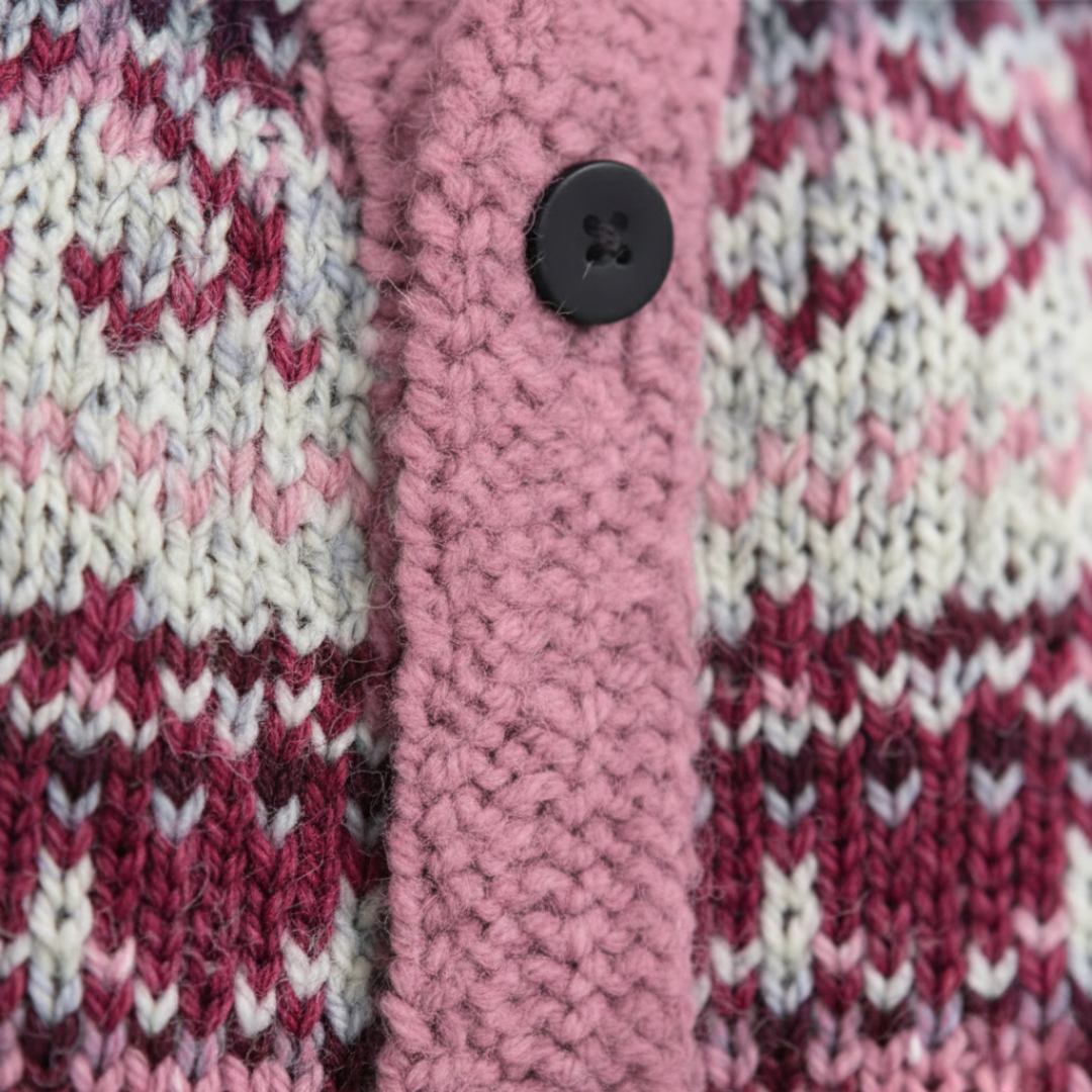 Women's Short Jacket in Mixed Material with Notched Collar and Buttons