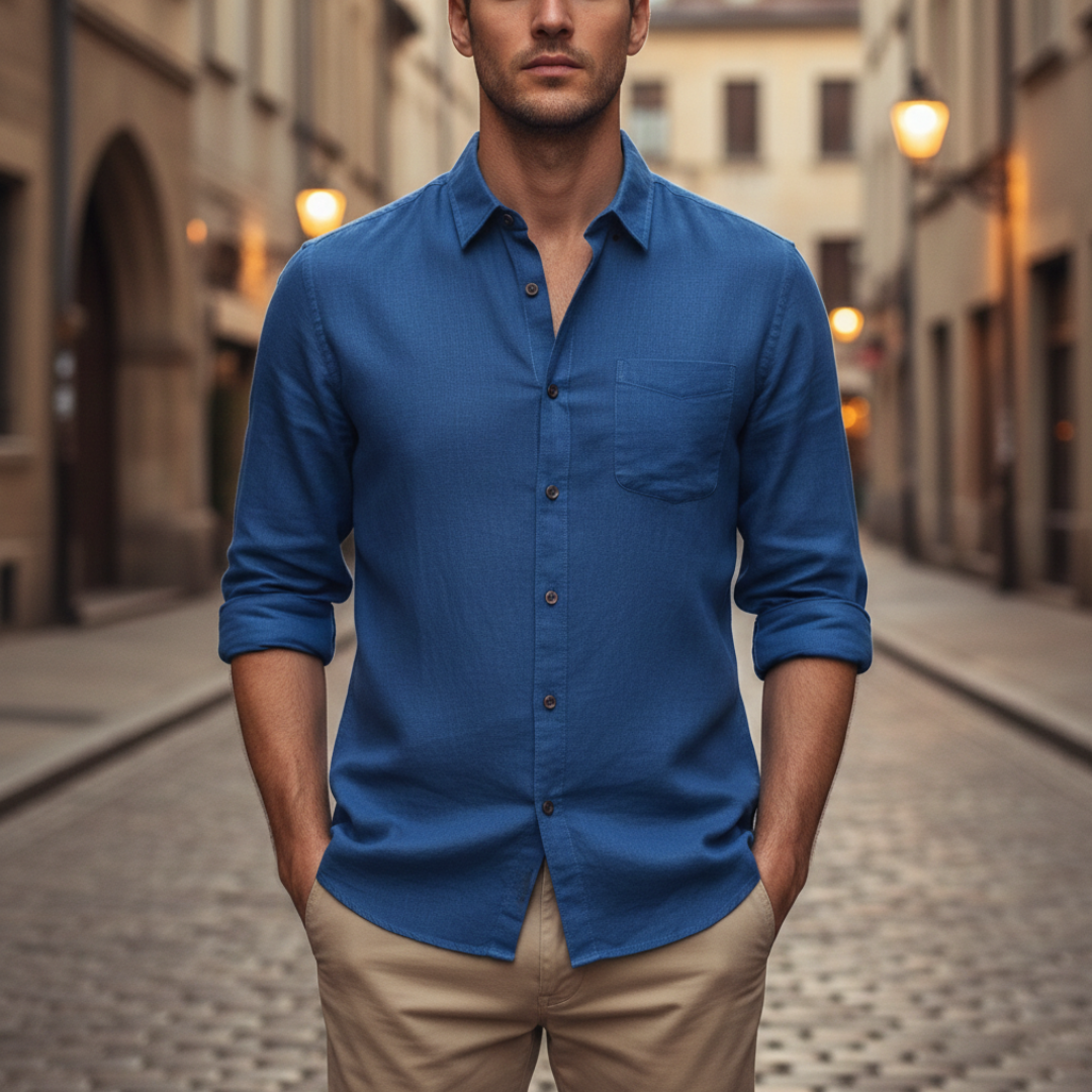 Men's Short Sleeve Slim Fit Linen Polo