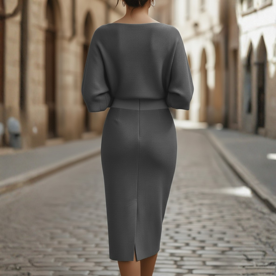 Women's Dress with Wide Neckline, Soft Elegant Fabric
