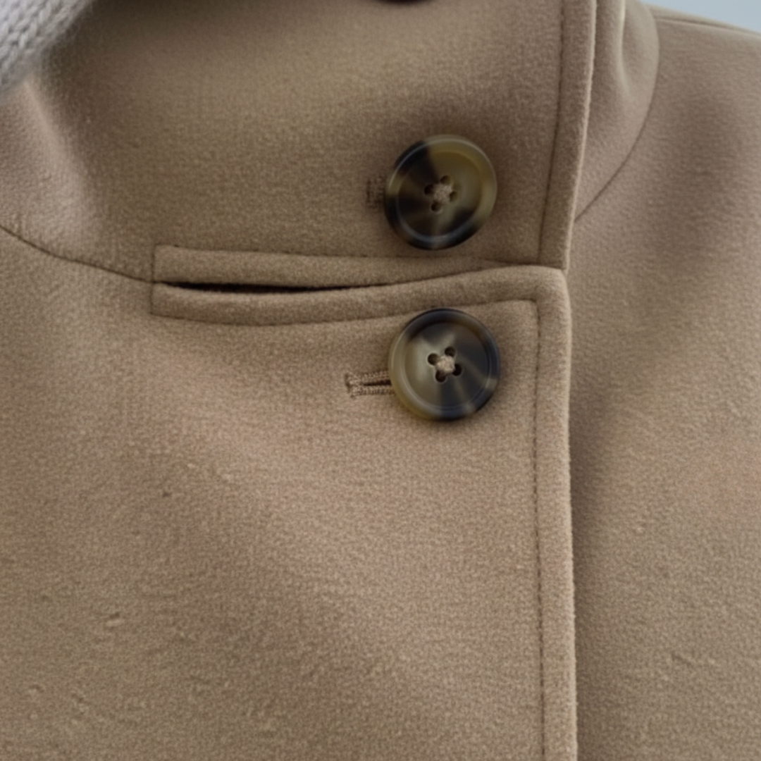 Women's Coat with High Collar and Buttons