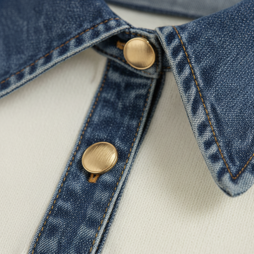 Women's Sweater with Denim Collar