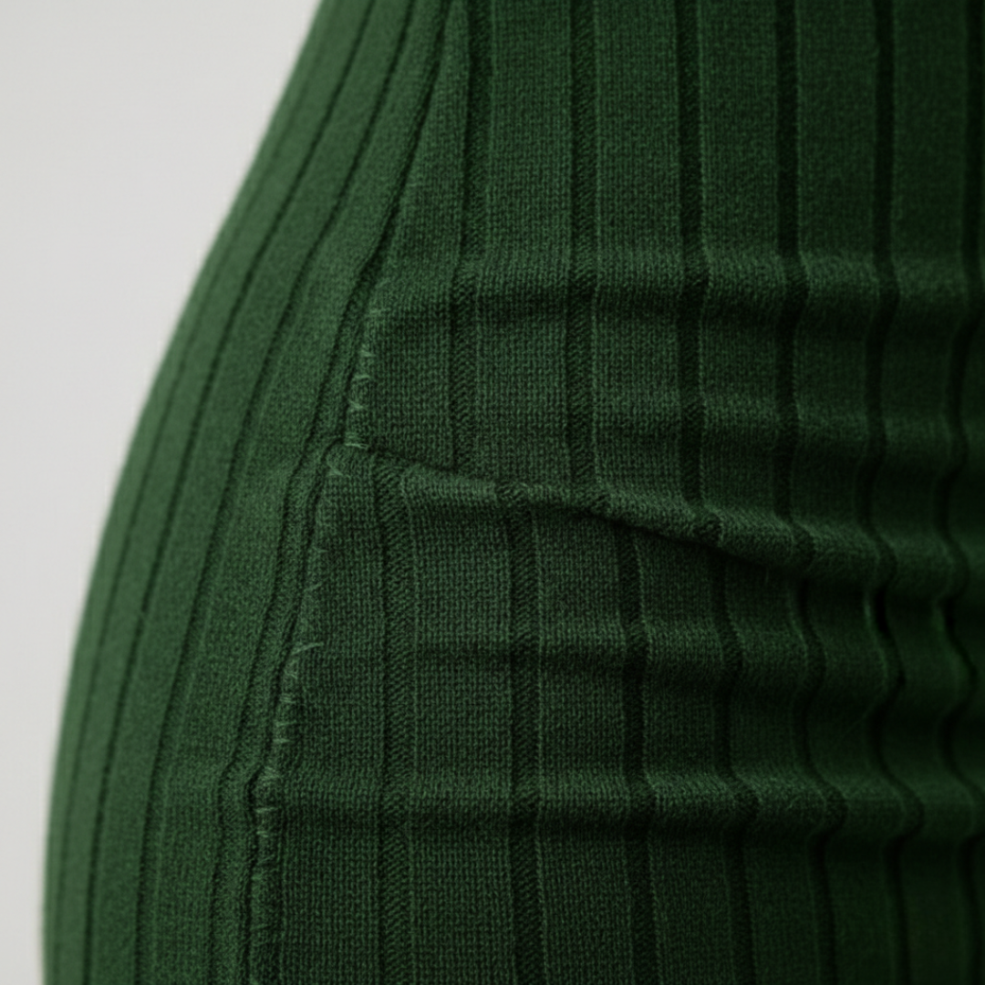 Short Fitted Midi Dress with High Neck for Women