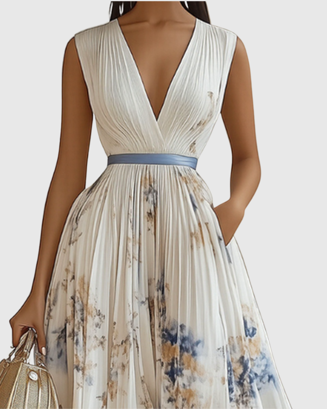 Elegant Pleated Satin Maxi Dress for Women