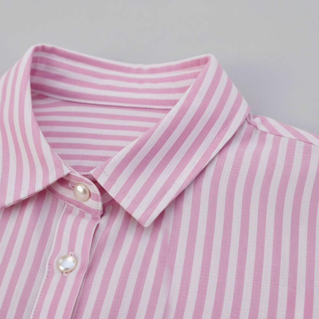 Striped Ruffle Shirt Dress with Buttons for Women