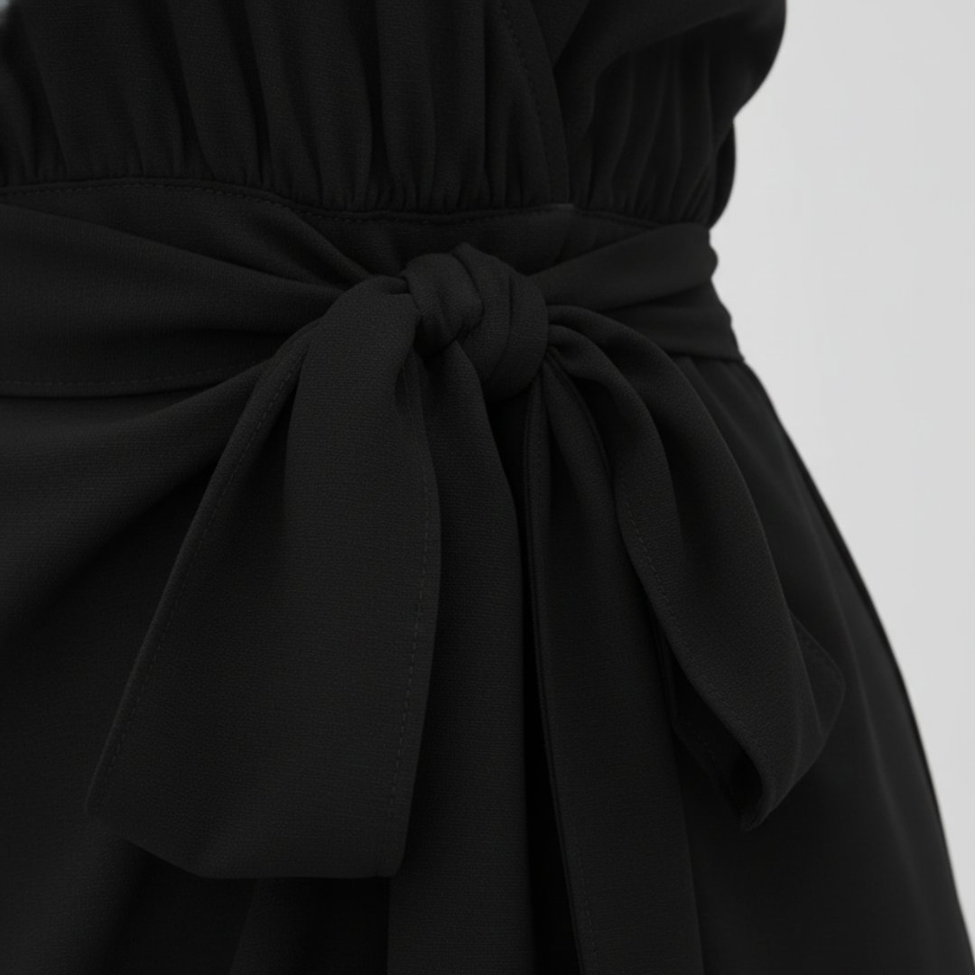 Women's Structured Fabric Dress with V-Neck