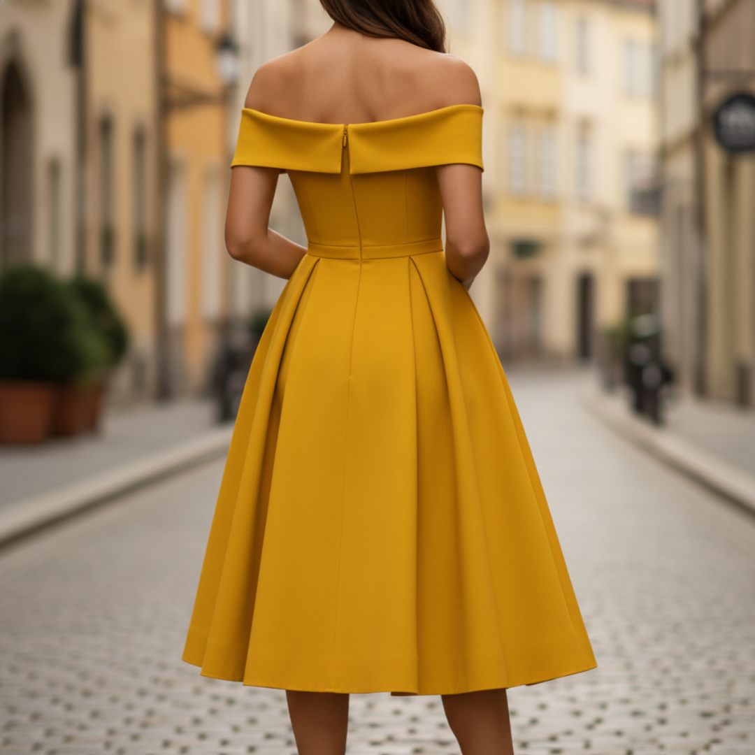 Women's Strapless Dress with Flared Skirt