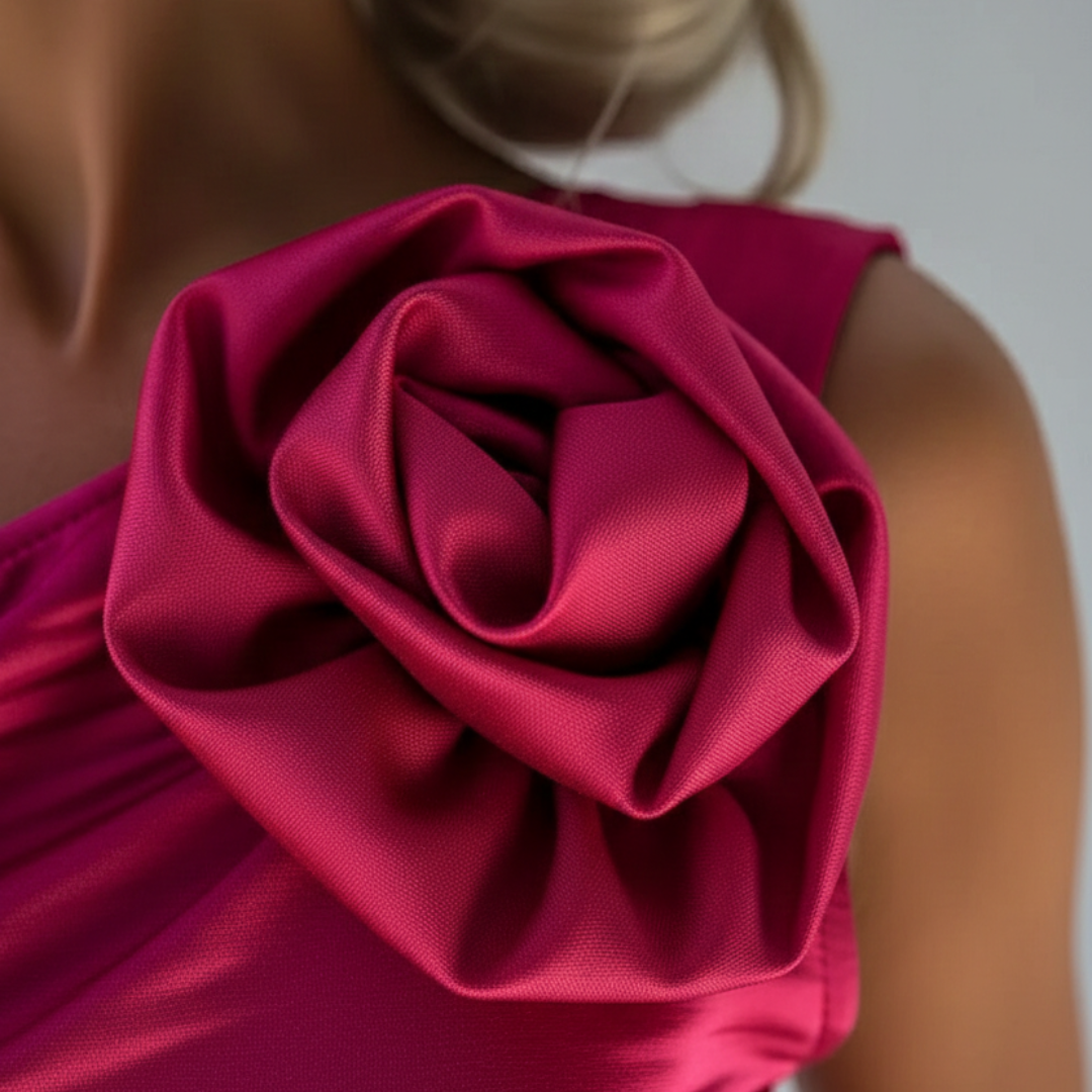 One-Shoulder Pleated Dress for Women