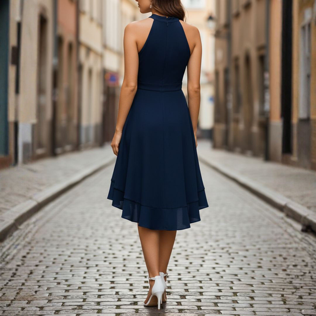 Women's Dress with Halter Neck and Layers