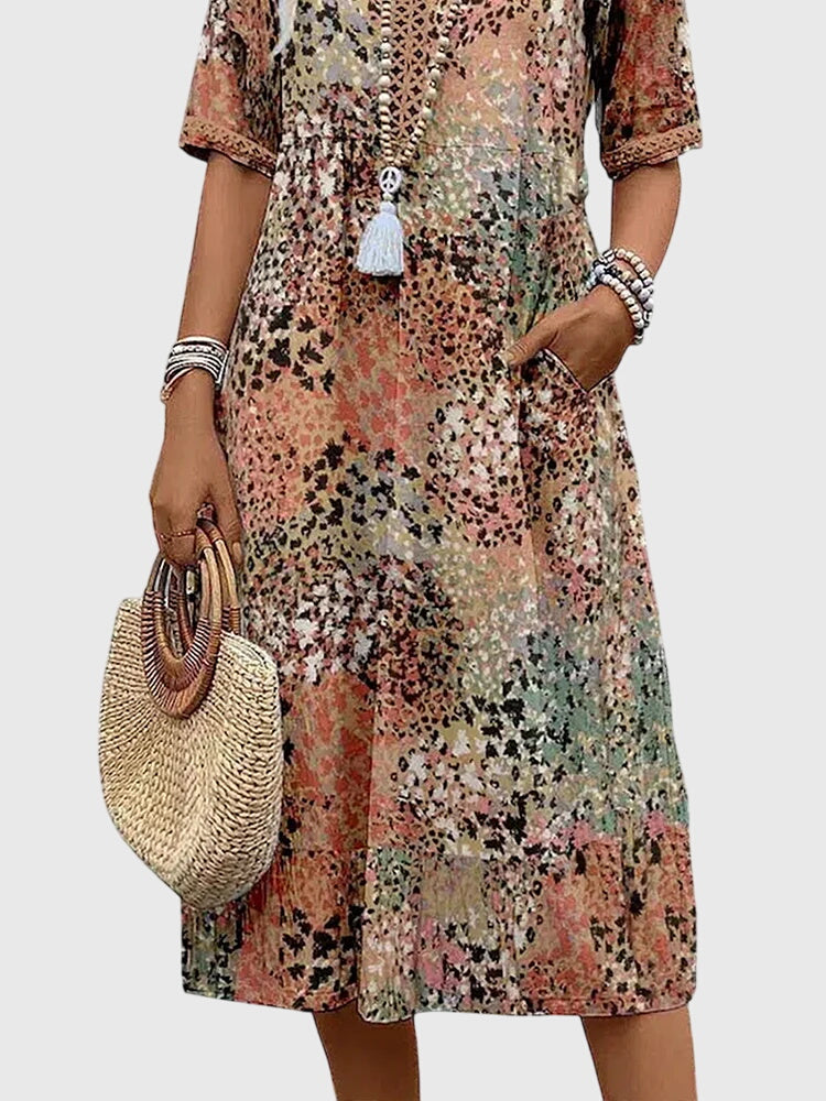 Elegant Floral Midi Dress for Women