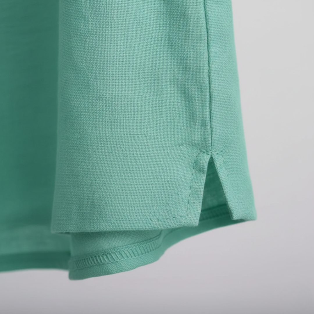 Short Sleeve Blouse with Round Neck Solid Color for Women