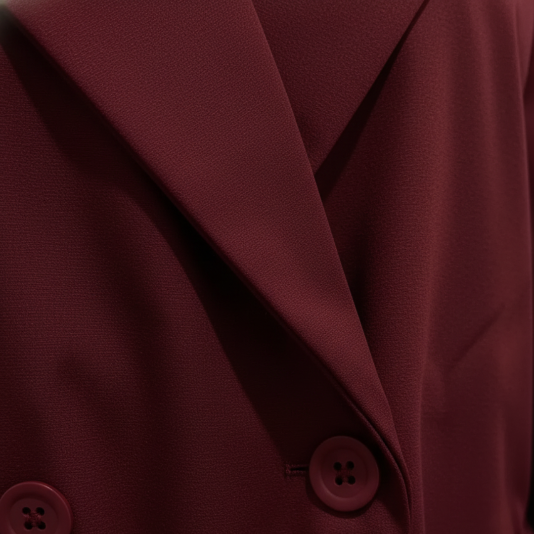 Women's Blazer Jacket with Belt and Structured Shoulders