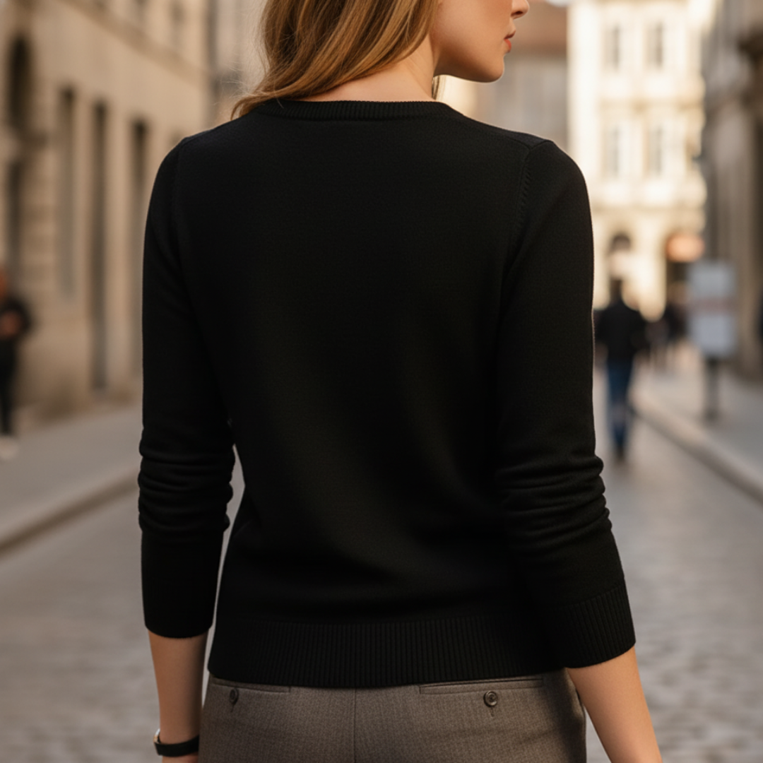 Women's Basic Long Sleeve Crew Neck Sweater in Fine Knit