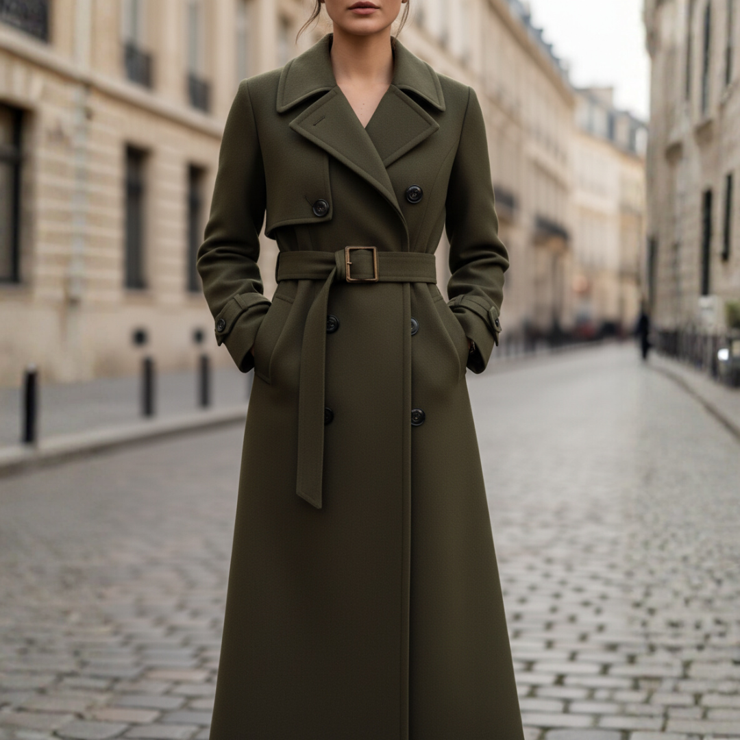 Long Women's Coat with Belt